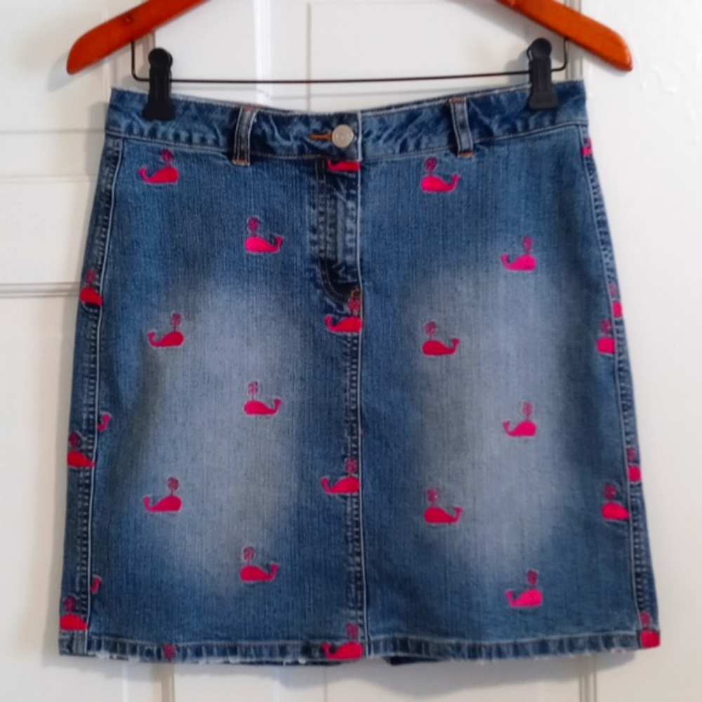 🐋VTG Lilly Pulitzer🐋 - Stretch Denim Whale Skirt